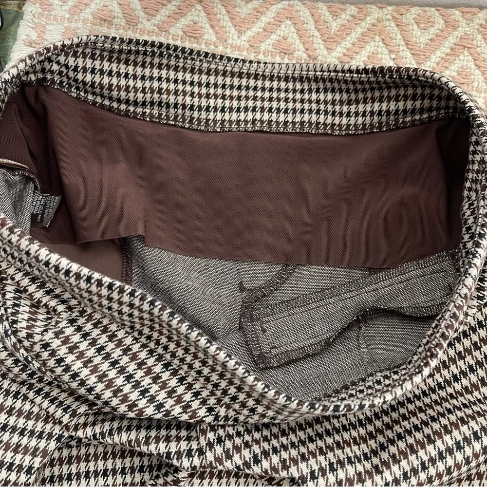 J. McLaughlin Ross Ankle Pants Zipper Pocket Brown Houndstooth Size 8